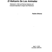 Pauline Oliveros: El Relicario De Los Animales (Score)